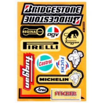 Stickerset sponsor AGV/Arai/Bridgestone/Castrol/Pirelli/Regina 12-delig Falko