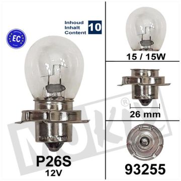 Lampa S3 P26S 12V 15W kołnierz 10 sztuk-93255