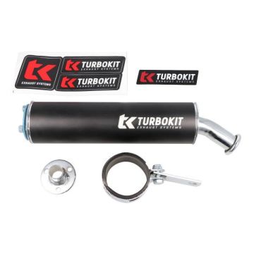 Einddemper uitlaat los 3-bouts universeel 60x225mm zwart Turbokit