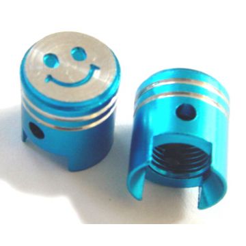 Zestaw nasadek zaworu model tłokowy niebieski aluminium DMP 2szt-135796