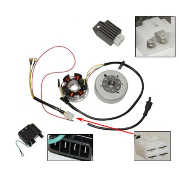 zapłon+koło zamachowe kompletne 6v elektroniczny kreid/zun/sachs kokusan