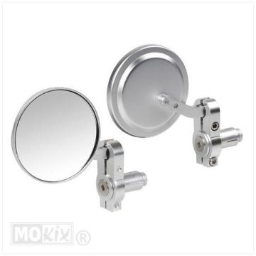 Zestaw lusterek koniec kierownicy uniwersalny chrom Lampa