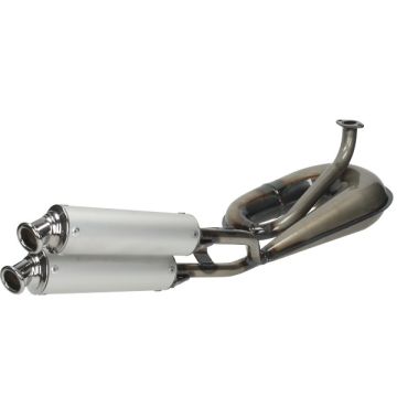 Obwód wydechowy podwójny amortyzator Tomos przezroczysty/aluminium Tecno