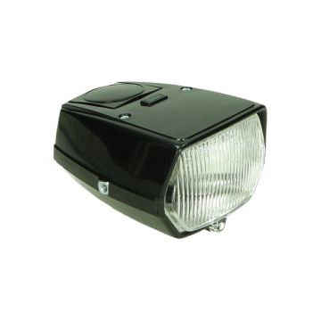 Koplamp Puch Maxi hoekig inclusief  6V 15/15W lamp  zwart