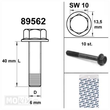 FLENS/RAMA/ŚRUBY SW10 M6x40mm długość CZARNE 10 sztuk