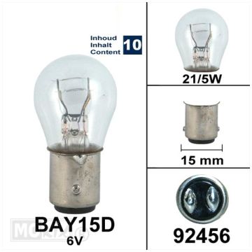 Lampa 6V 21/5W BAY15D 10 sztuk