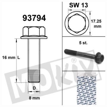Śruby do ramy kołnierzowej SW13 M8x16 czarne (5 sztuk)