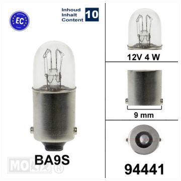 Żarówka 12V BA9S 4W homologacja CE 10 sztuk