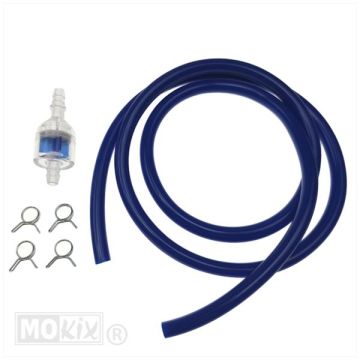 Zestaw węża paliwowego/filtra średnica 5x8 PVC niebieski 100cm Supertec