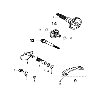 Wały napędowe - Kickstarter Peugeot Speedfight 3 AC Red