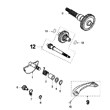 Wałki napędowe Kickstarter Peugeot Jet Force LC czarny
