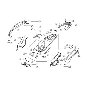 tylne pokrywy Kymco People S 4-suwowy diament czarny