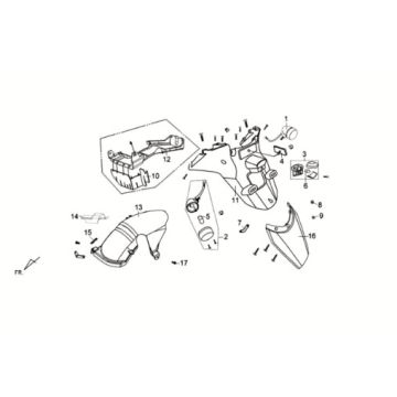 Achterbord - spatlap - knipperlichten Sym Crox 50 E3