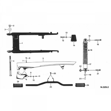 Swingarm - Osłona łańcucha - Amortyzator Zundapp GTS 50 529-020 do 029
