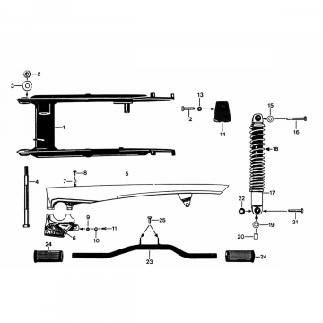 Swingarm - Osłona łańcucha - Amortyzator Zundapp 530 wszystkie typy