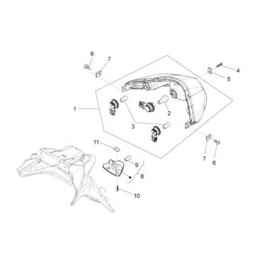 Lampa tylna Piaggio New Fly 4-suwowy 4-zawór