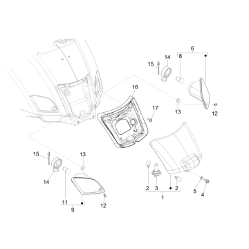 Tylne światła Vespa GTS 300 ie 2008-2016 (z ABS i bez)