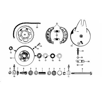 Piasta tylna - Koło zębate tylne - Zundapp KS 50 530-510 łańcuch chłodzony powietrzem