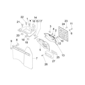 Błotnik tylny pokrywa baterii Vespa Lx 25km 4-suwowy 2-zawór czarny 98/A