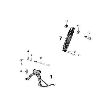 Teleskop Tylny i Stojak Peugeot Speedfight 3 AC Czerwony