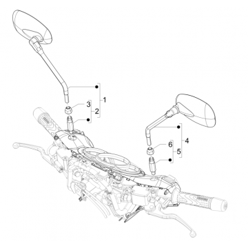Lusterko wsteczne/S Piaggio Beverly 125 RST 4T 4V IE E3 2010-2015 (EMEA)