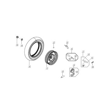 Koło tylne - hamulec Kymco New Sento 4-suwowy 50i złoto