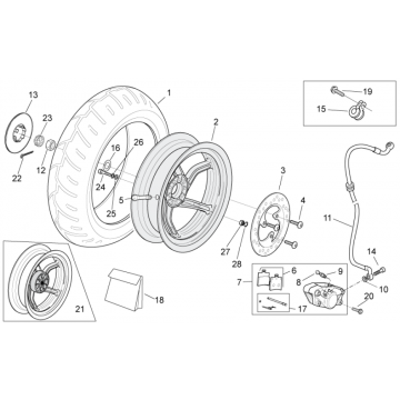 Koło tylne - tarcza hamulcowa Aprilia SR 50 H2O ie+carb 2004-2009 niebieskie