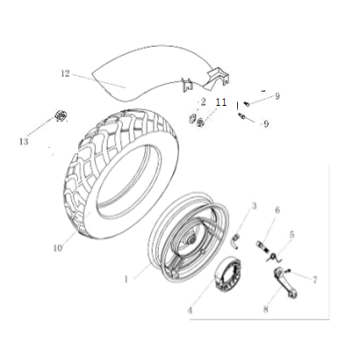 Koło tylne AGM Ape50 brązowe Koło tylne AGM Ape50 brązowe
