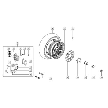 Kolo tylne Kymco Downtown 300i ciemnoszare