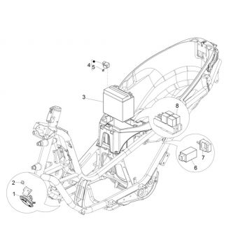 Wyłączniki zdalne - Bateria - Klakson Piaggio MP3 300 HPE/300 HPE SPORT E5 ABS 2020-2022 (EMEA)