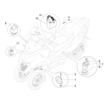 Wyłączniki zdalne - Bateria - Klakson - Piaggio MP3 300 ie E4 LT BUSINESS - SPORT NOABS-ABS 2016 - 2018 (EMEA)