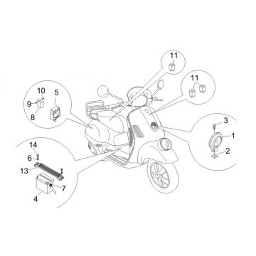 Wyłączniki zdalne - Bateria - Klakson Vespa GTV 250 4T 4V IE 