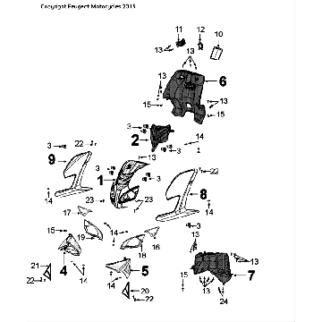 Tapicerka Peugeot Speedfight 4 LC czarno-niebieska