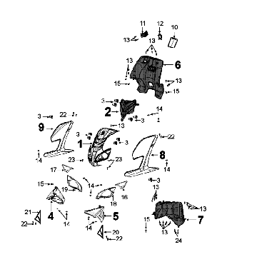 Przednia tapicerka Peugeot Speedfight 4 4-suwowa Czerwona/Czarna