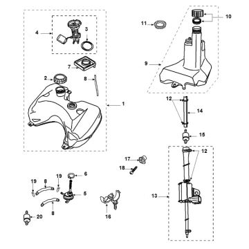 Zbiornik paliwa Peugeot Speedfight 2 AC E2 2-suwowy