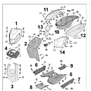 Poszycie Peugeot Kisbee niebieski