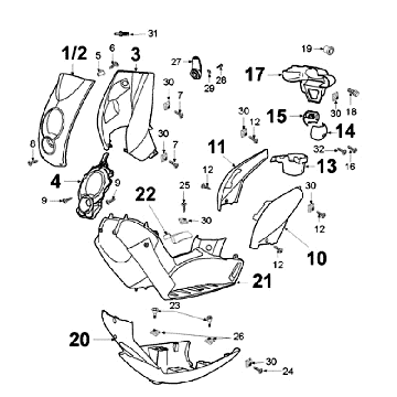 Poszycie Peugeot Ludix 14 czarne Poszycie Peugeot Ludix 14 czarne