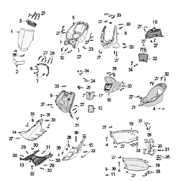 Poszycie Peugeot New Vivacity 4-suwowy niebieski