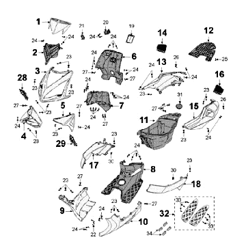 Poszycie Peugeot Speedfight 3 4-suwowy szary