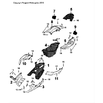 Poszycie Peugeot Speedfight 4 LC czarny zielony