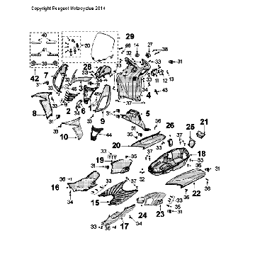 Poszycie z VGAJ2ABAA80080175 Peugeot Citystar 50 Black Poszycie z VGAJ2ABAA80080175 Peugeot Citystar 50 Black