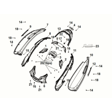 Body cover Sym Fiddle IV 125i AC CBS E5 2020-2021 NARDO GREY (GY-430C)