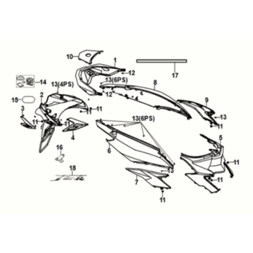 Body cover Sym Jet 14 125I AC E5 2021-2024 MATT BLACK (BK-007U)