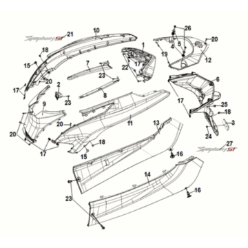 Osłona lampy tylnej obudowy Sym Symphony ST E5 Szary/Czerwony (GY-430C)