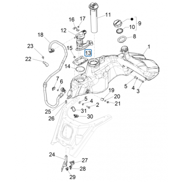 Zbiornik paliwa Vespa GTS 125 4T E5 ABS 2021 (EMEA)