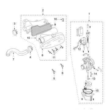 Filtr powietrza gaźnika Peugeot Vivacity 3 2-suwowy