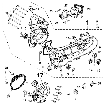 Skrzynia Korbowa Peugeot Speedfight 3 AC Czerwona
