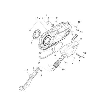 Liberty 125 IGET 4T 3V IE E4 ABS pokrywa skrzyni korbowej 2015 - 2019 (EMEA)