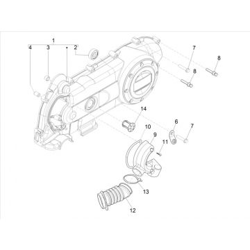 Vespa Primavera 4-suwowa pokrywa skrzyni korbowej 3V (wtrysk euro5 IGET) 