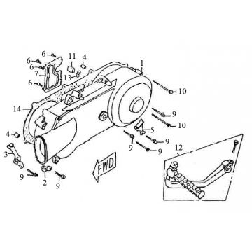 Pokrywa skrzyni korbowej Turbo RG50 125cc